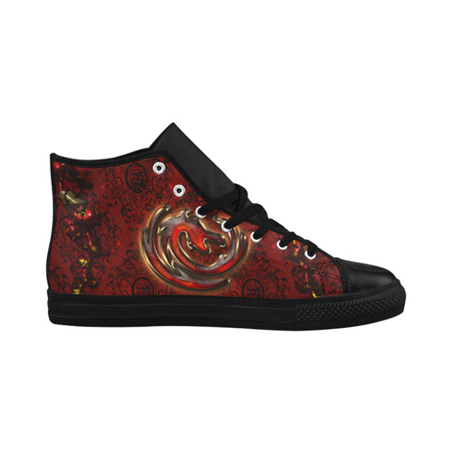 The dragon in red and gold Aquila High Top Microfiber Leather Men's Shoes/Large Size (Model 032)