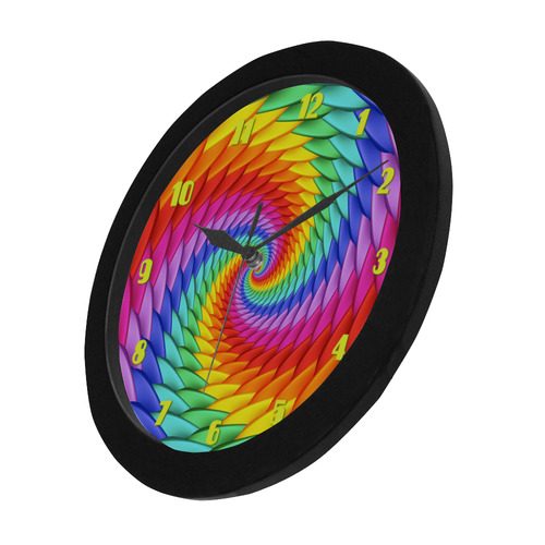 Psychedelic Rainbow Spiral Fractal Circular Plastic Wall clock