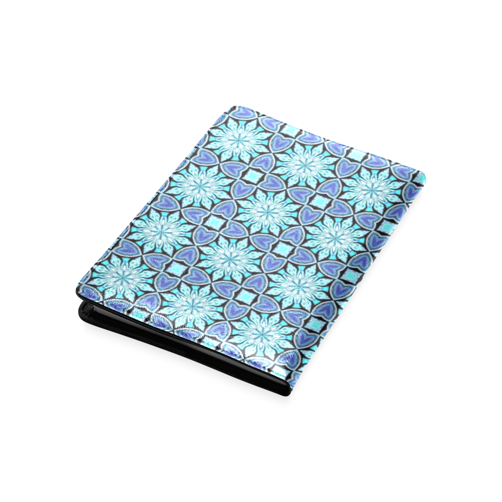 Aqua Blue Hearts and Flowers Custom NoteBook A5