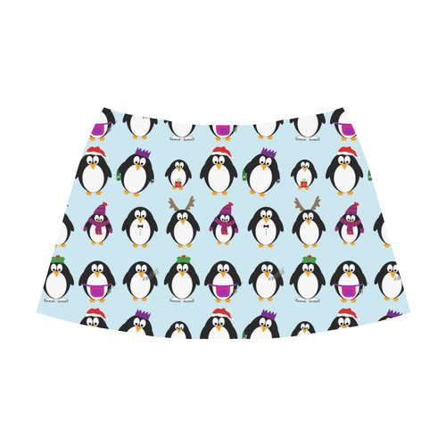 Christmas Party Penguins Mnemosyne Women's Crepe Skirt (Model D16)