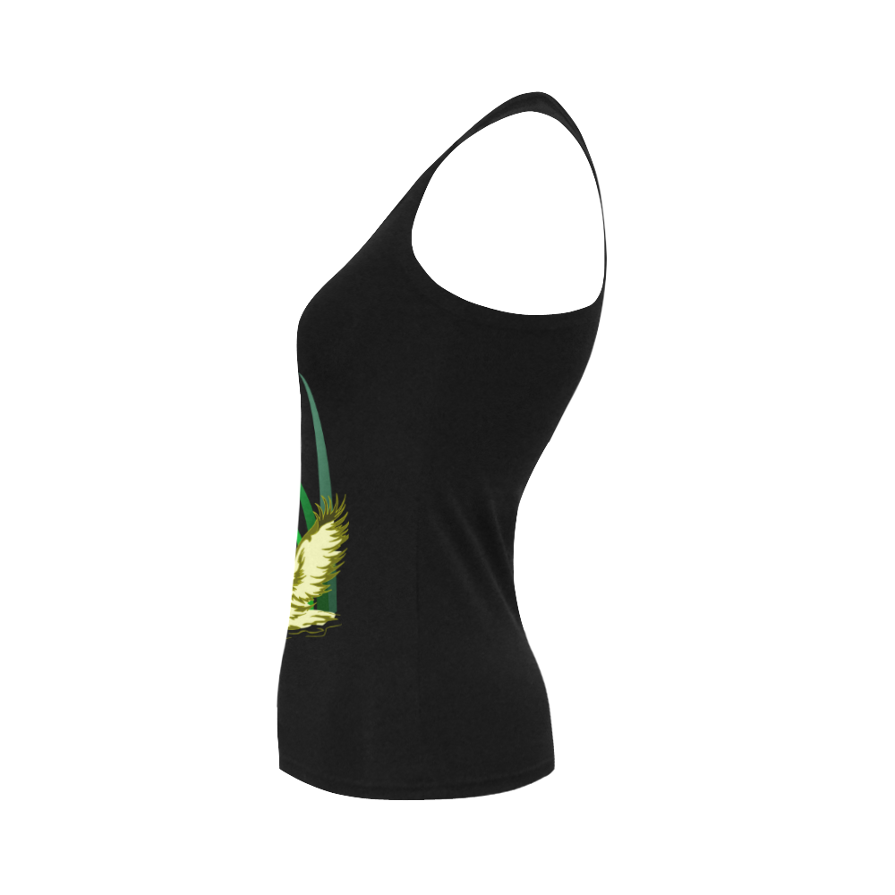 Lovely Swans  & Flower Lily in a Pond Women's Shoulder-Free Tank Top (Model T35)