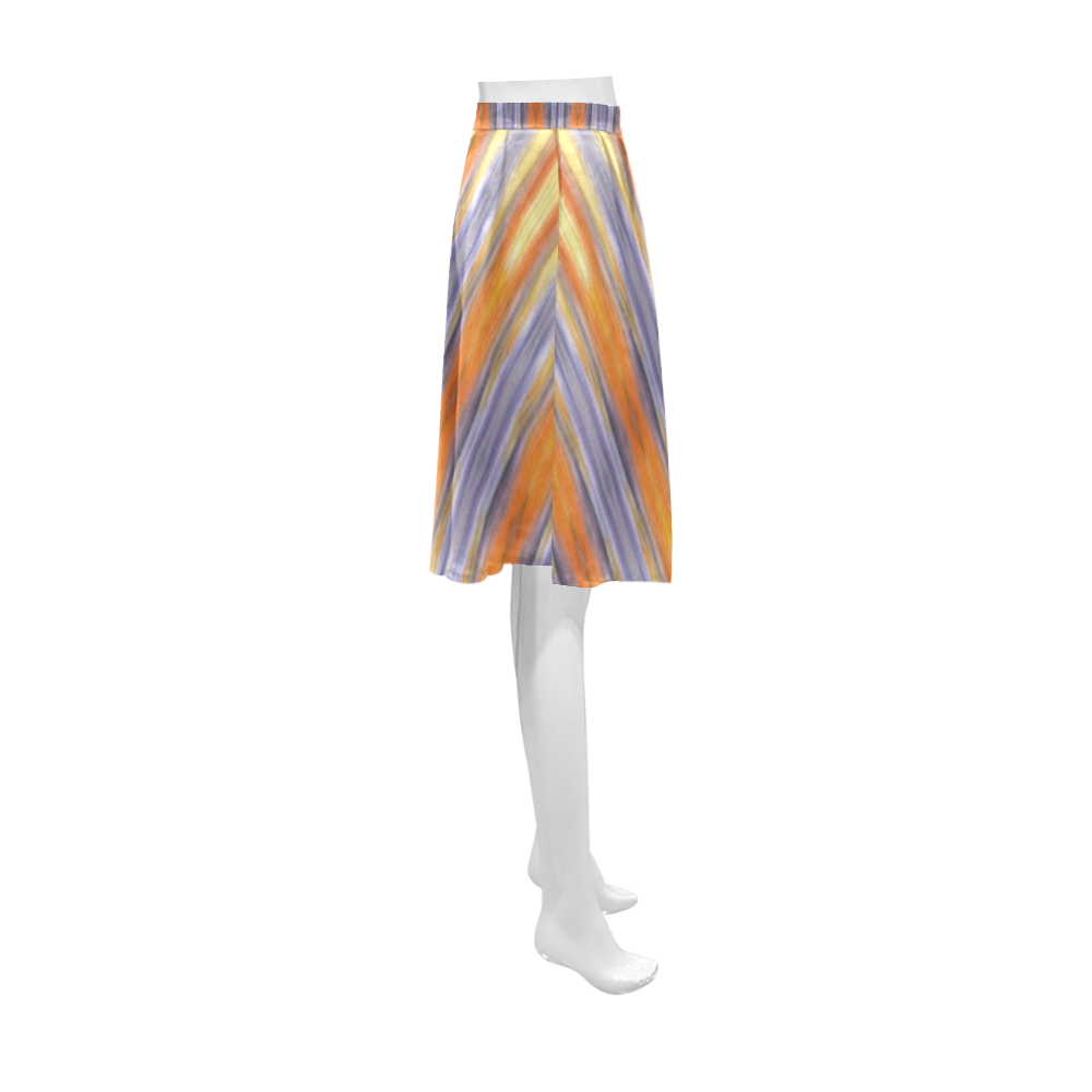 Gray Orange Stripes Pattern Athena Women's Short Skirt (Model D15)
