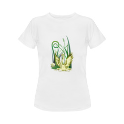 Lovely Swan  & Flower Lily in a Pond Women's Classic T-Shirt (Model T17）