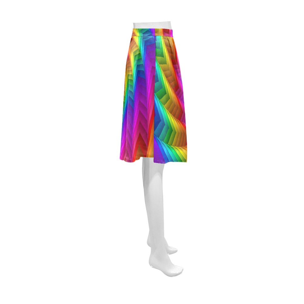 Psychedelic Rainbow Spiral Fractal Athena Women's Short Skirt (Model D15)