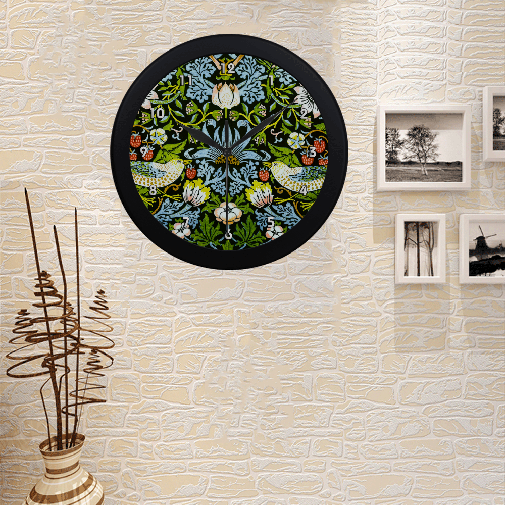William Morris Strawberry Thief Vintage Floral Circular Plastic Wall clock