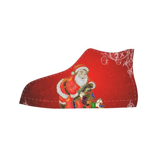 Cute toon Santa claus Aquila High Top Microfiber Leather Men's Shoes/Large Size (Model 032)
