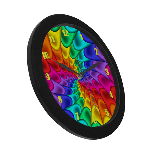 Psychedelic Rainbow Spiral Fractal Circular Plastic Wall clock