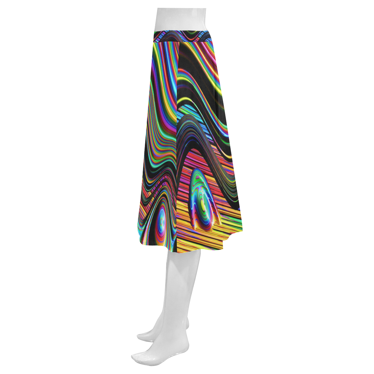 Colors Gone Wild Fractal Abstract Art Mnemosyne Women's Crepe Skirt (Model D16)