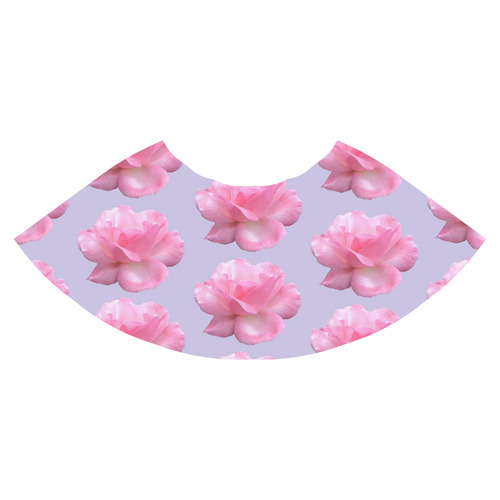 Pink Roses Pattern on Blue Athena Women's Short Skirt (Model D15)