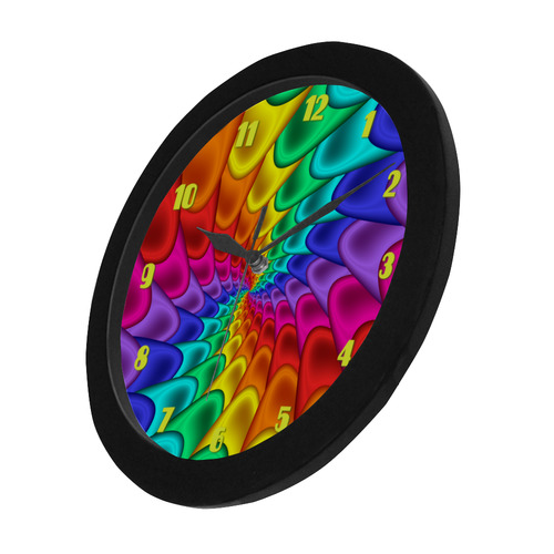 Psychedelic Rainbow Spiral Fractal Circular Plastic Wall clock