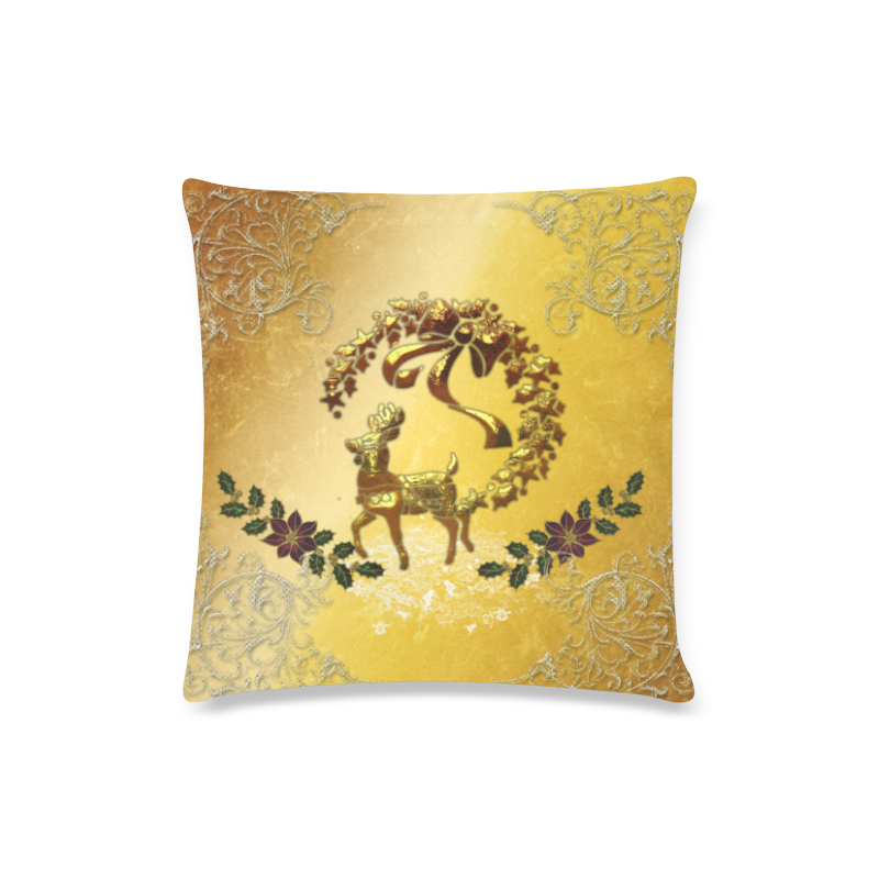 Reindeer in golden colors Custom Zippered Pillow Case 16"x16"(Twin Sides)