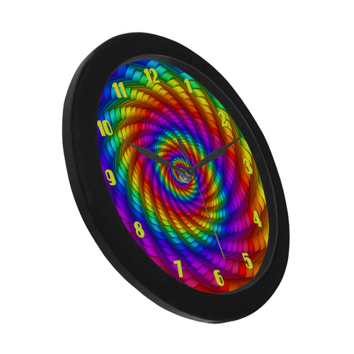 Psychedelic Rainbow Spiral Fractal Circular Plastic Wall clock