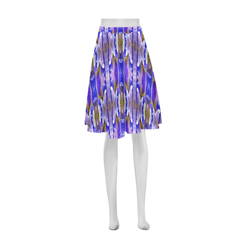 Blue White Abstract Flower Pattern Athena Women's Short Skirt (Model D15)