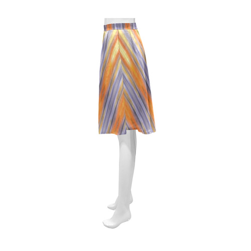 Gray Orange Stripes Pattern Athena Women's Short Skirt (Model D15)