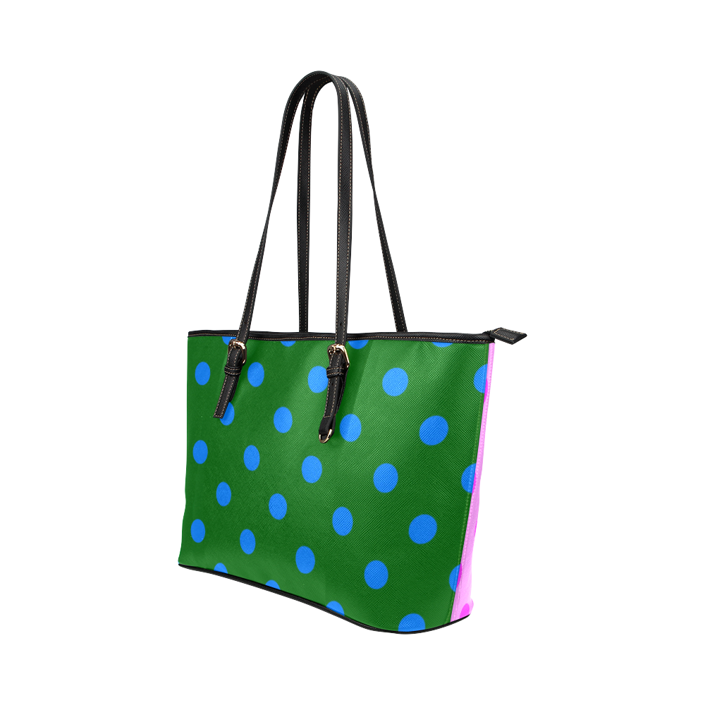New arrival in shop. Vintage designers bag collection with dots / Green, Blue, Pink Leather Tote Bag/Small (Model 1651)