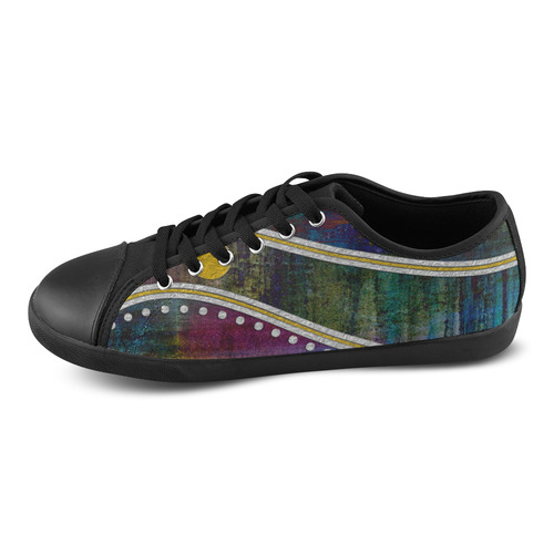 Landscape Waves Dots Grunge Gold Silver Canvas Shoes for Women/Large Size (Model 016)
