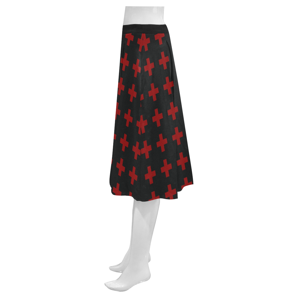 Crosses Punk Rock style Mnemosyne Women's Crepe Skirt (Model D16)