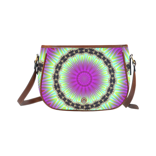 Fractal Kaleidoscope Mandala Flower Abstract 26 Saddle Bag/Small (Model 1649) Full Customization