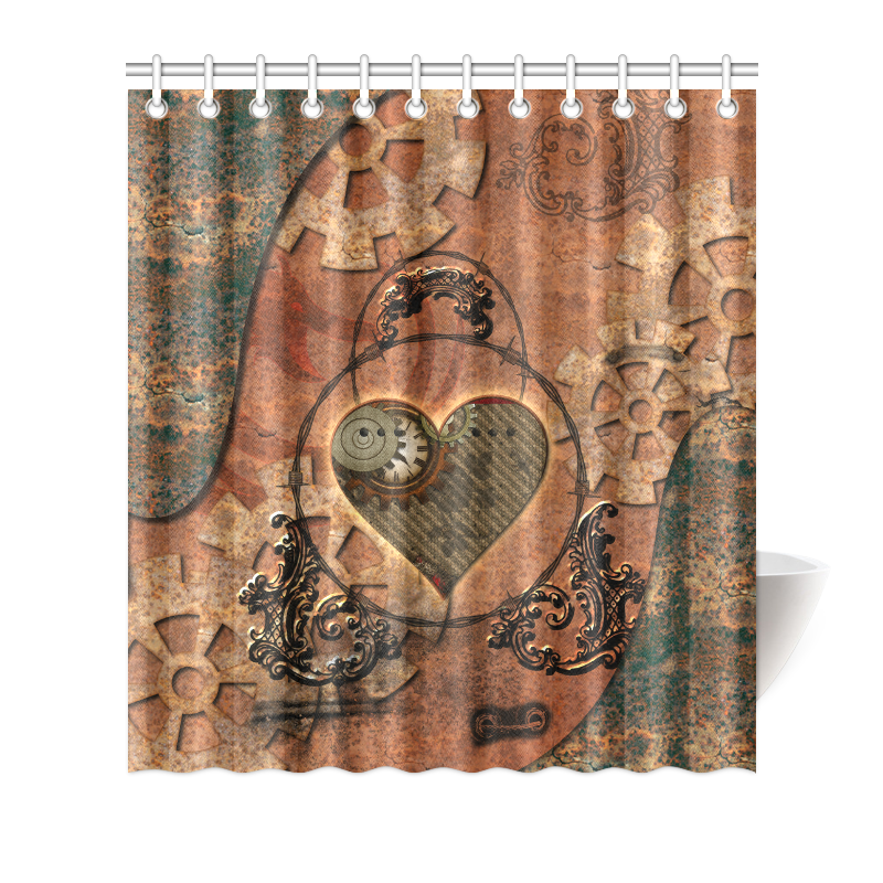 Steampunk wonderful heart, clocks and gears Shower Curtain 66"x72" ID D980029