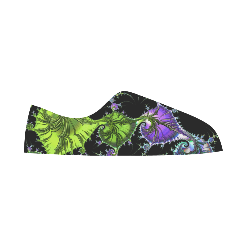 SPIRAL Filigree FRACTAL black green violet Women's Canvas Zipper Shoes/Large Size (Model 001)