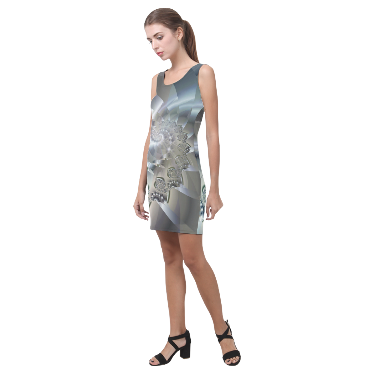Light 2 Brago Mitchell Fractal Art Medea Vest Dress (Model D06)