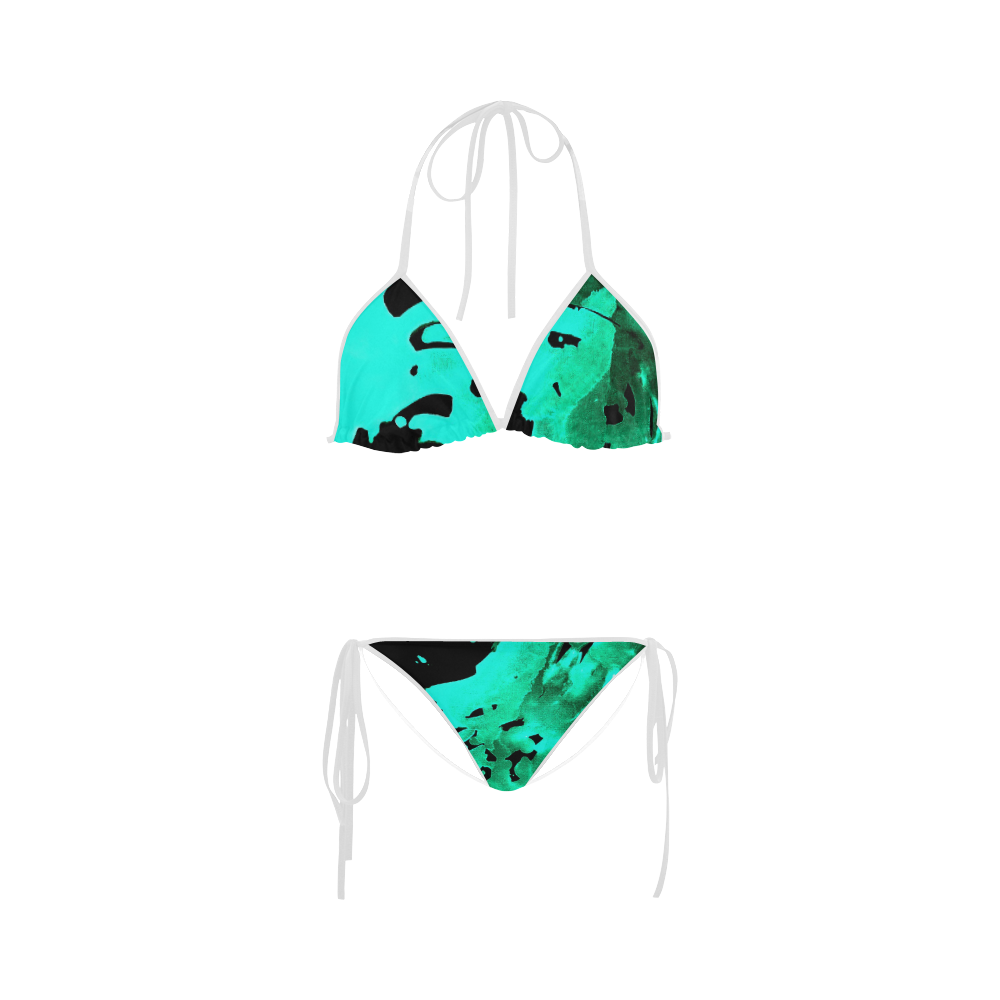 save the water watercolor revised aqua cool Custom Bikini Swimsuit