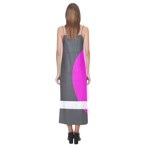 Fuchsia V-Neck Open Fork Long Dress(Model D18)