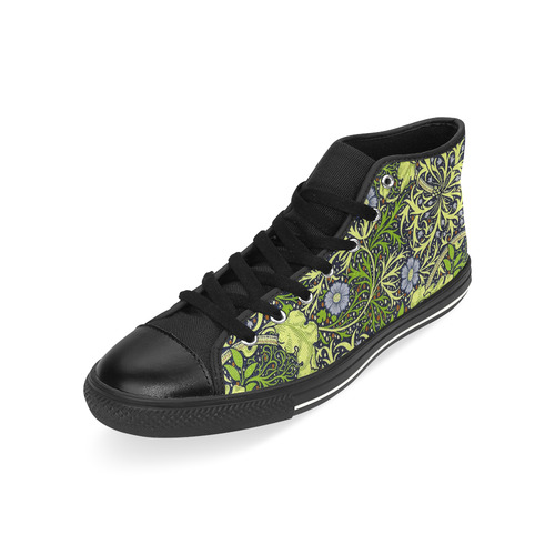 William Morris Seaweed Vintage Floral Wallpaper High Top Canvas Women's Shoes/Large Size (Model 017)