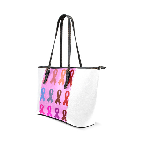 New designers bag available. Pink, colorful and white collection with artistic anti-cancer Ribbons.  Leather Tote Bag/Small (Model 1640)