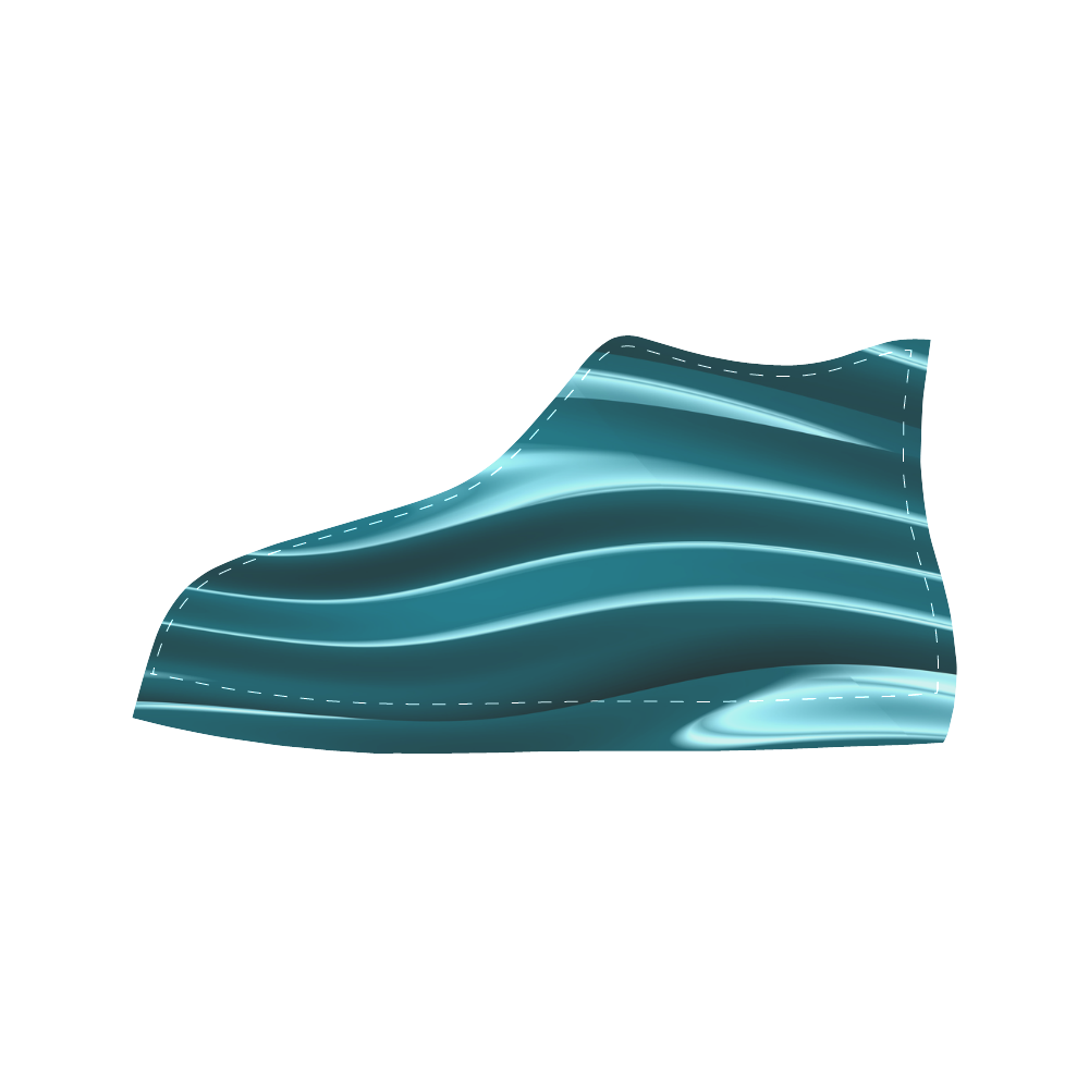 Blue Waves Fine Fractal Art Aquila High Top Microfiber Leather Women's Shoes (Model 032)