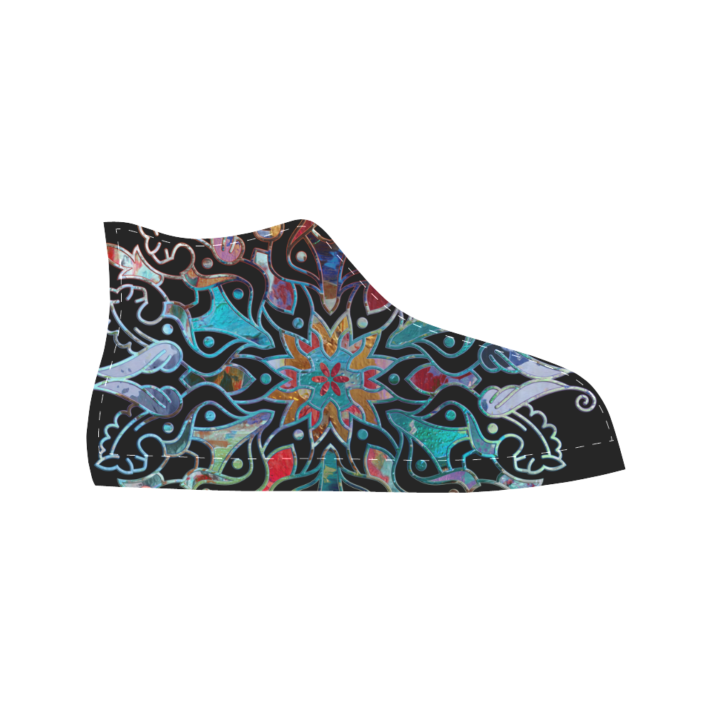 Ornaments MANDALA PONY multicolored Aquila High Top Microfiber Leather Women's Shoes/Large Size (Model 032)