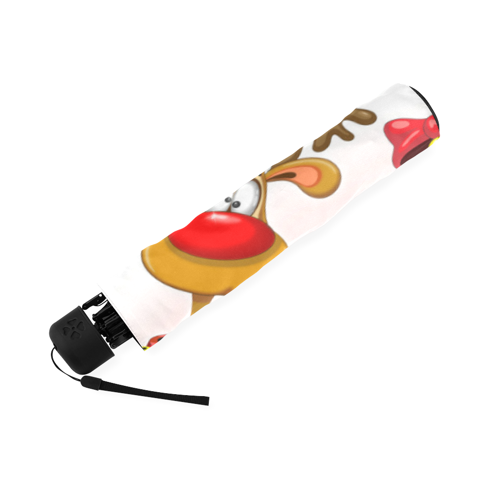 Reindeer Fun Christmas Cartoon with Bells Alarms Foldable Umbrella (Model U01)