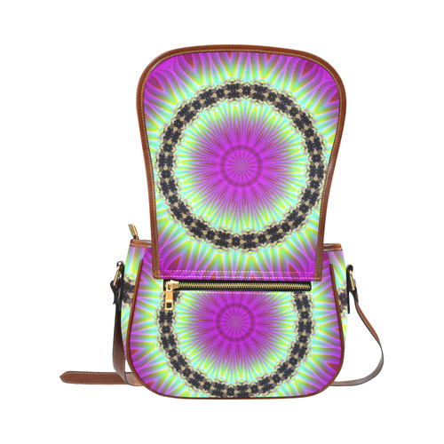 Fractal Kaleidoscope Mandala Flower Abstract 26 Saddle Bag/Small (Model 1649) Full Customization