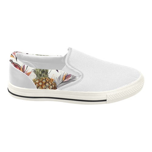New artsy shoes with Ananas. New designers edition 2016. Shoes are just for sale Women's Slip-on Canvas Shoes (Model 019)