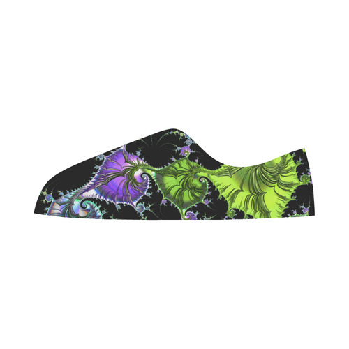 SPIRAL Filigree FRACTAL black green violet Women's Canvas Zipper Shoes/Large Size (Model 001)