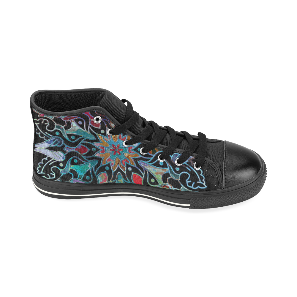 Ornaments MANDALA PONY multicolored High Top Canvas Women's Shoes/Large Size (Model 017)