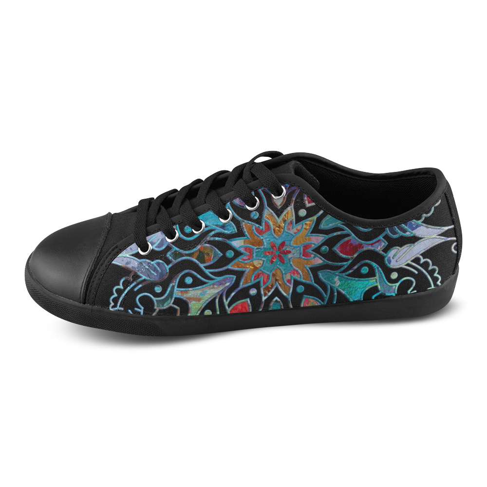 Ornaments MANDALA PONY multicolored Canvas Shoes for Women/Large Size (Model 016)