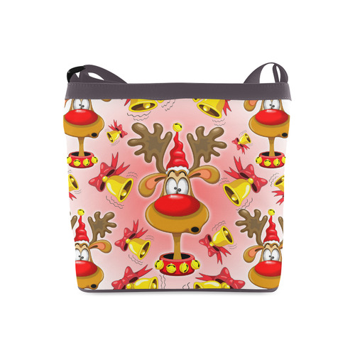 Reindeer Fun Christmas Cartoon with Bells Alarms Crossbody Bags (Model 1613)