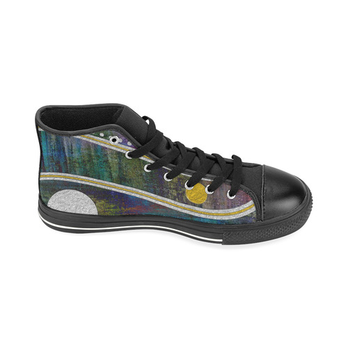Landscape Waves Dots Grunge Gold Silver High Top Canvas Women's Shoes/Large Size (Model 017)