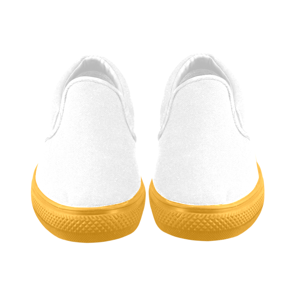 New! Designers shoes in shop : Old vintage yellow and white Slip-on Canvas Shoes for Men/Large Size (Model 019)