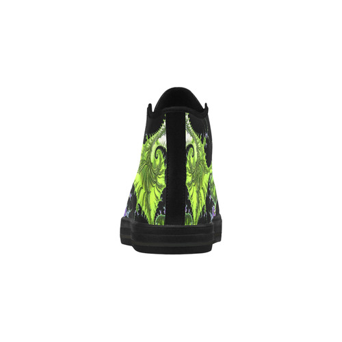 SPIRAL Filigree FRACTAL black green violet Aquila High Top Microfiber Leather Men's Shoes/Large Size (Model 032)
