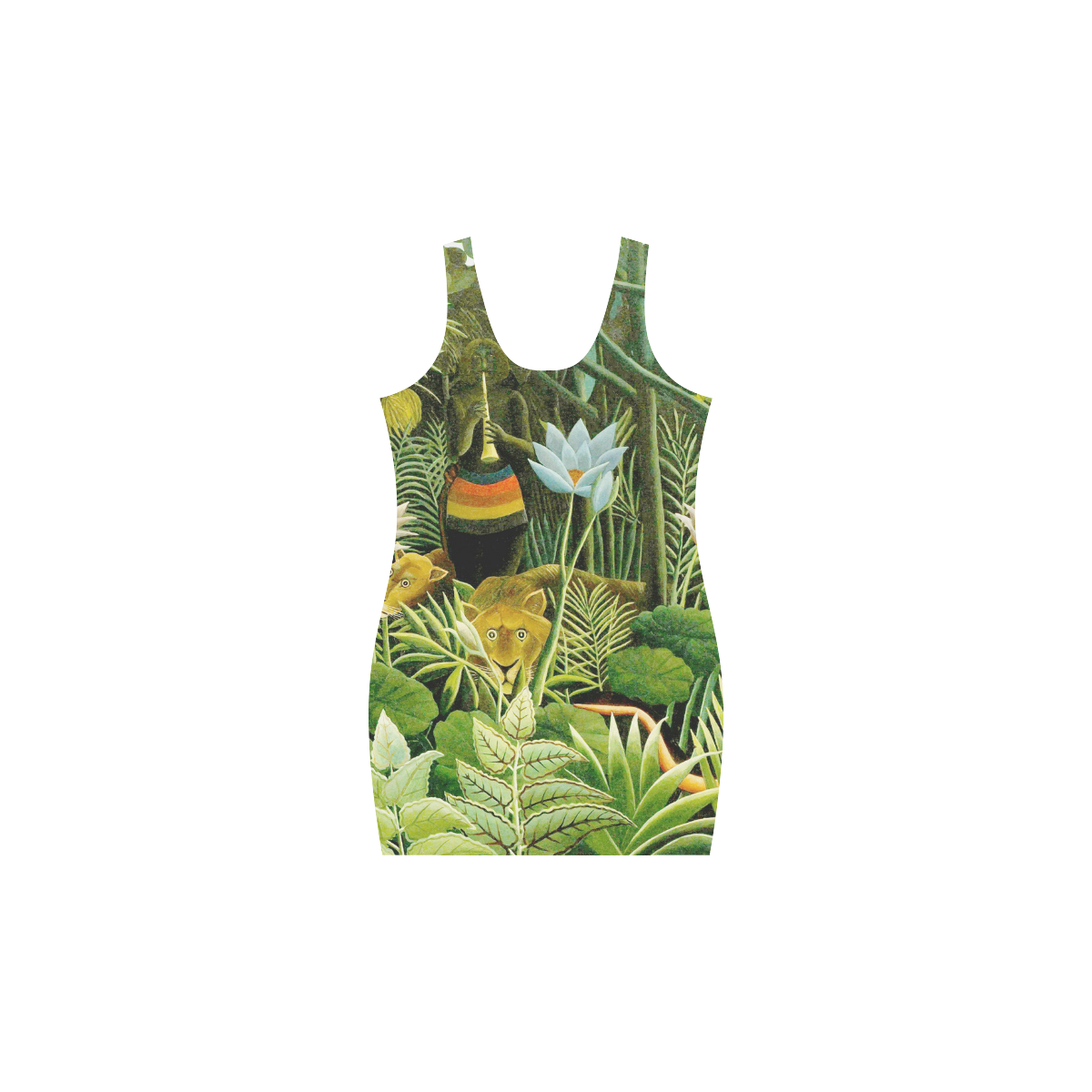 The Dream Henri Rousseau Jungle Animals Flowers Medea Vest Dress (Model D06)