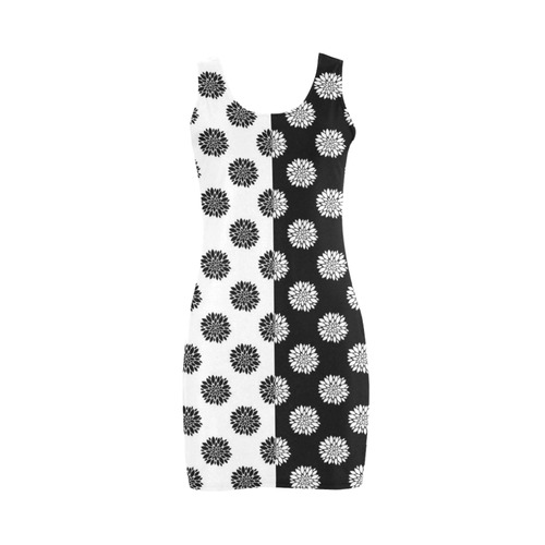 black and white peonies Medea Vest Dress (Model D06)