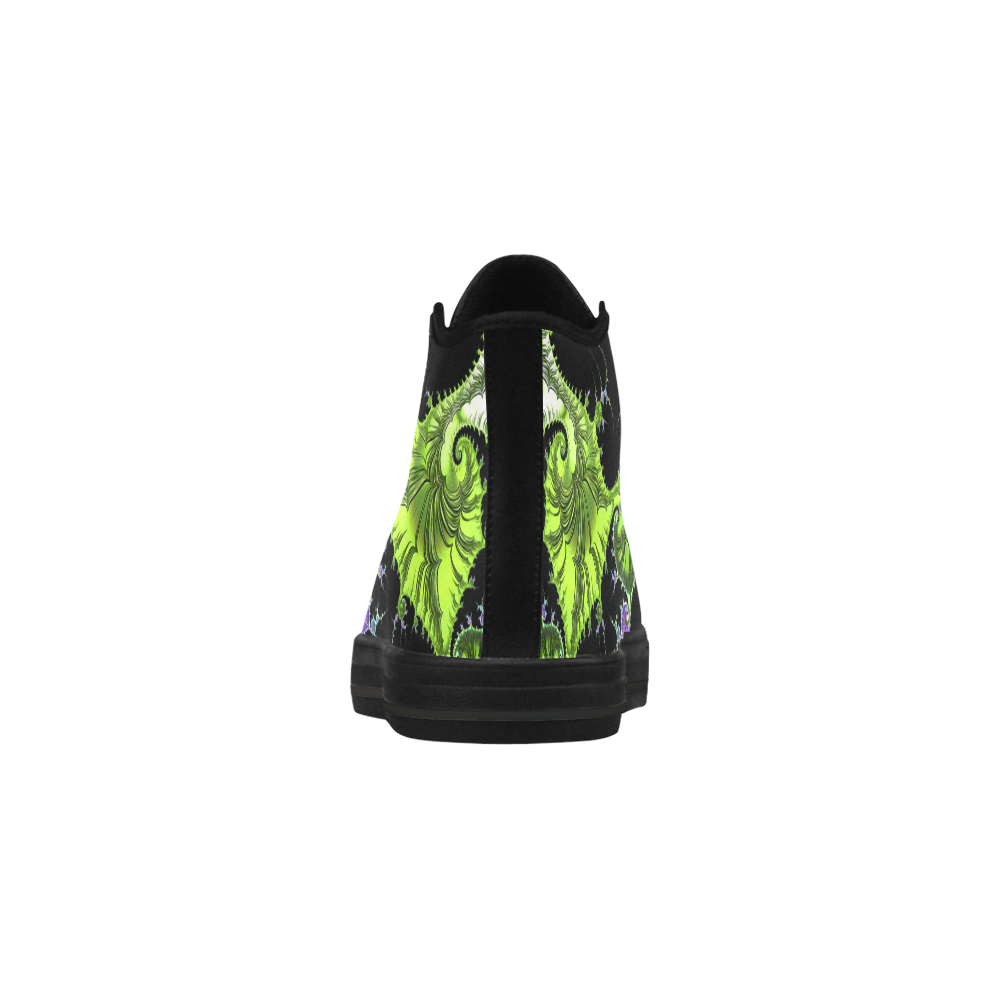 SPIRAL Filigree FRACTAL black green violet Aquila High Top Microfiber Leather Men's Shoes (Model 032)