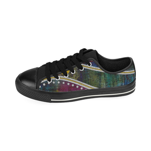 Landscape Waves Dots Grunge Gold Silver Canvas Women's Shoes/Large Size (Model 018)