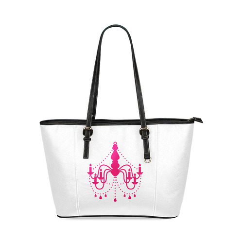Stylish original bag with Chandelier. Designers fashion 2016. New arrival in pink and black Leather Tote Bag/Small (Model 1640)