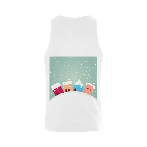 New in shop. Original vintage designers t-shirt for young lady with Christmas houses / dark edition Plus-size Men's Shoulder-Free Tank Top (Model T33)