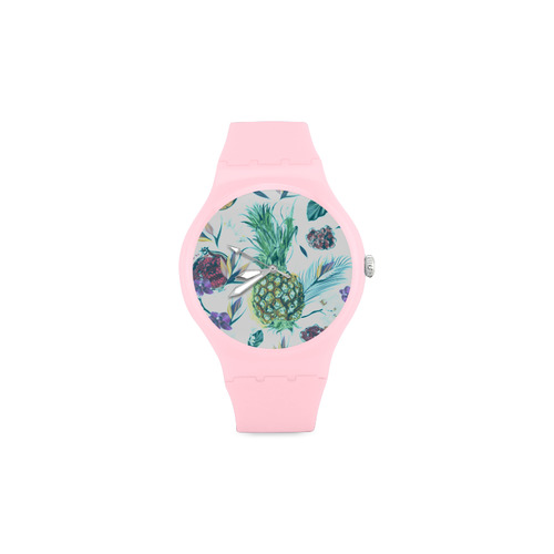 New in atelier! Designers luxury fashion watches. Pink edition with hand-drawn palm art 2016 edition Unisex Round Rubber Sport Watch(Model 314)