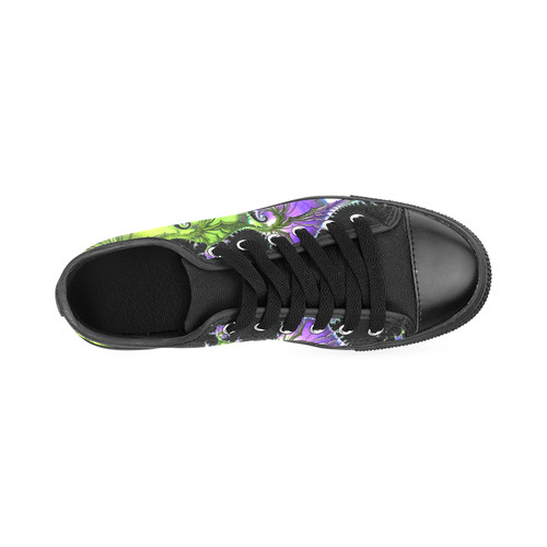 SPIRAL Filigree FRACTAL black green violet Men's Classic Canvas Shoes/Large Size (Model 018)