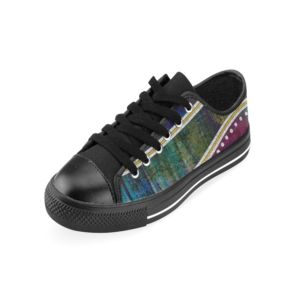Landscape Waves Dots Grunge Gold Silver Men's Classic Canvas Shoes/Large Size (Model 018)